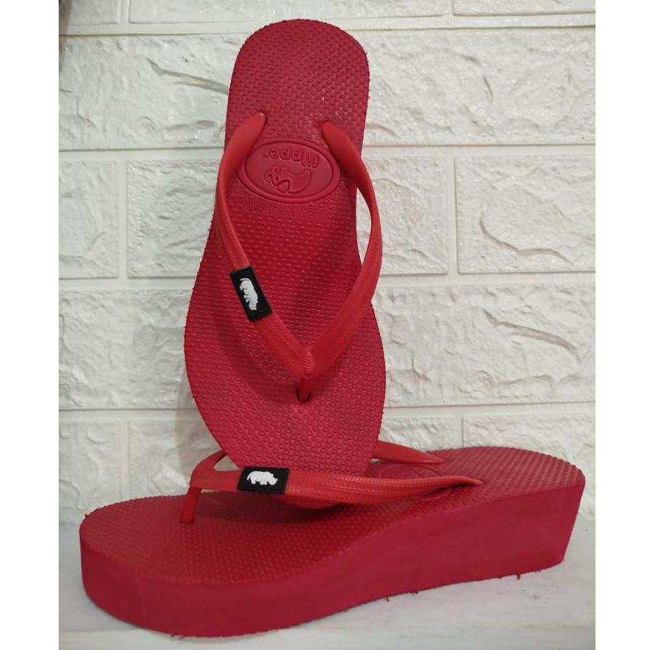Sandal Jepit Wedges Wanita Filpper Hak 3cm Full Color