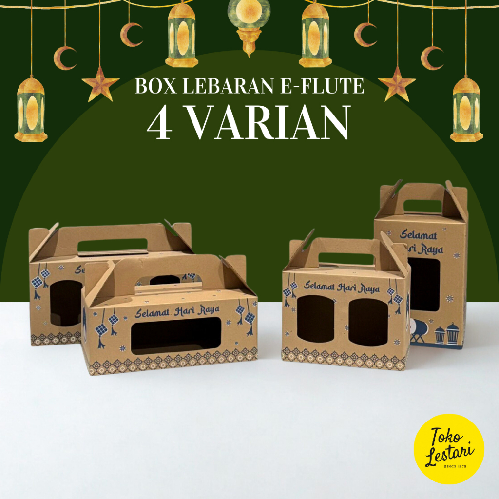 Box Jinjing Lebaran E-Flute Muat Toples Tabung Bulat Untuk Box Kue Kering Hampers Lebaran