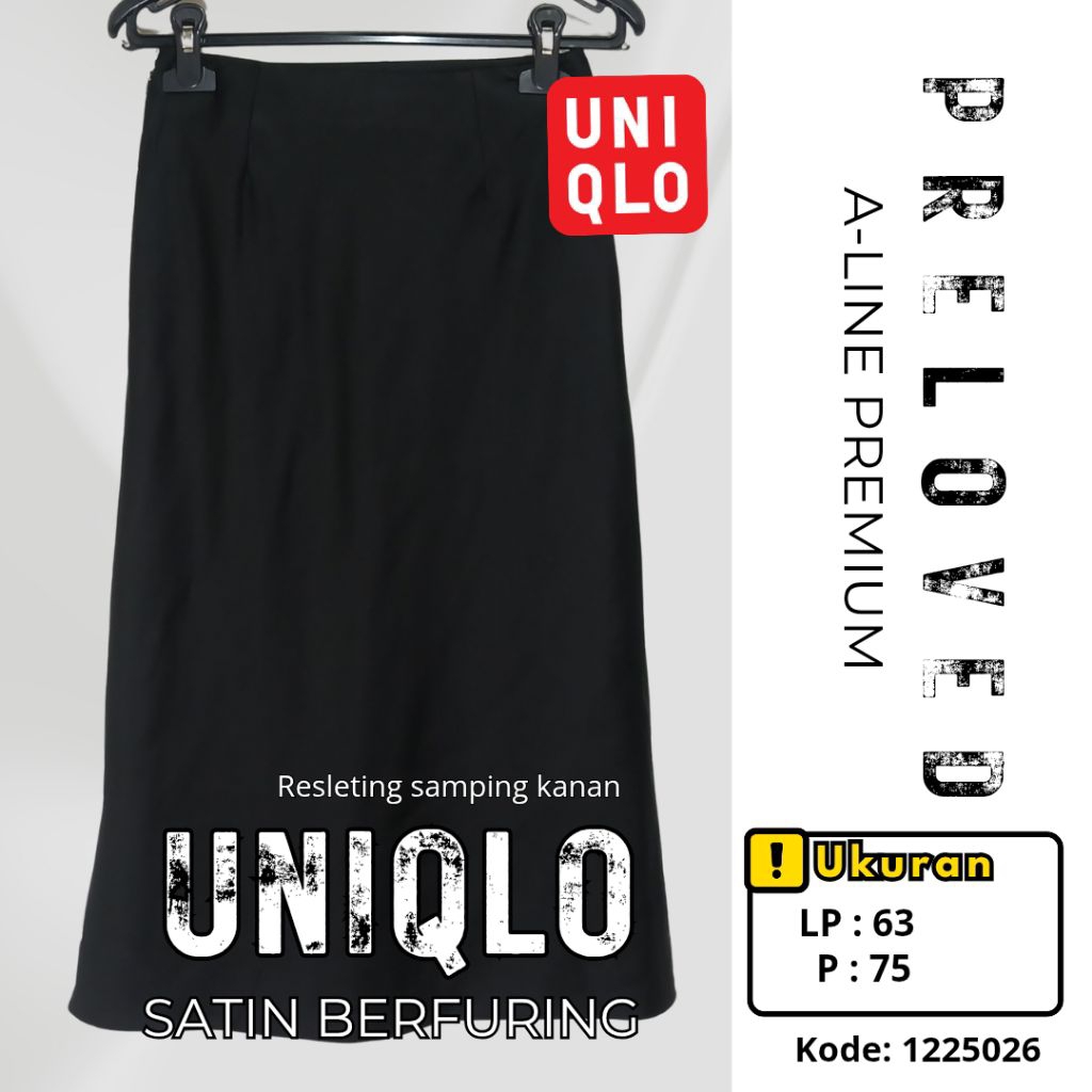 Rok Satin Uniqlo (LP:63, P:75) Hitam