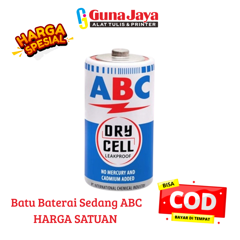 Batu Baterai Sedang ABC Biru Dry Cell R14 C (HARGA SATUAN)