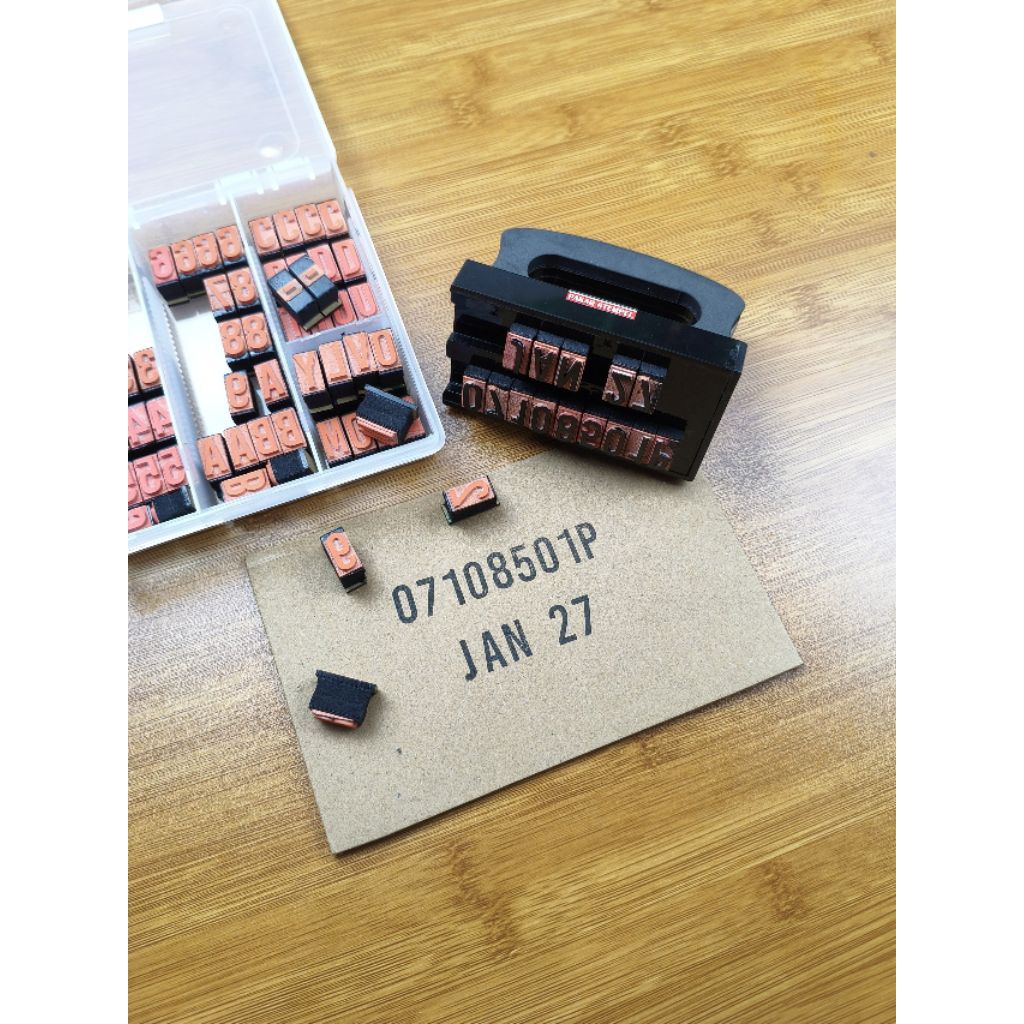 Stempel Tanggal Expired Date & Kode Produksi Kardus - Dater Stamp Angka Huruf Lengkap - Model Bongka