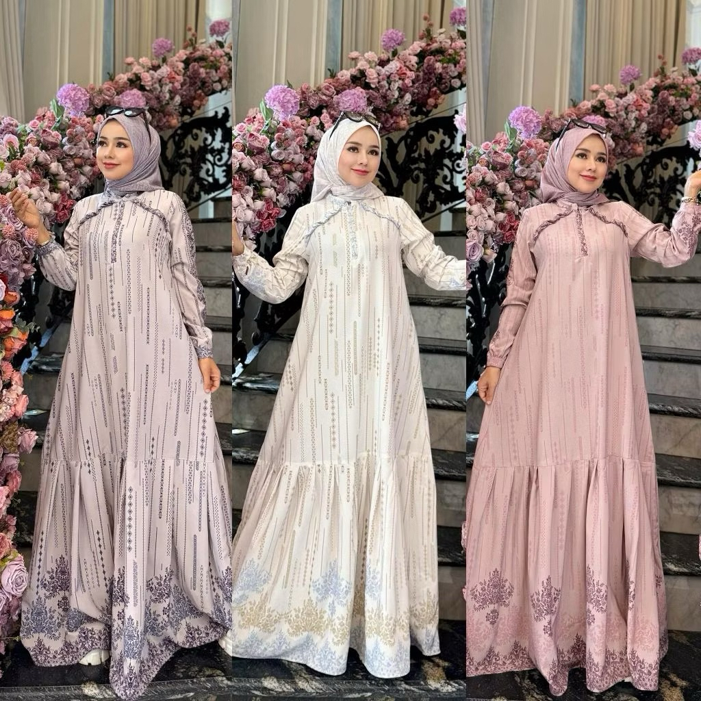 [PRE-ORDER/PO] OXANA DRESS by Journey Scarves / Gamis Muslimah Motif Printing Mewah