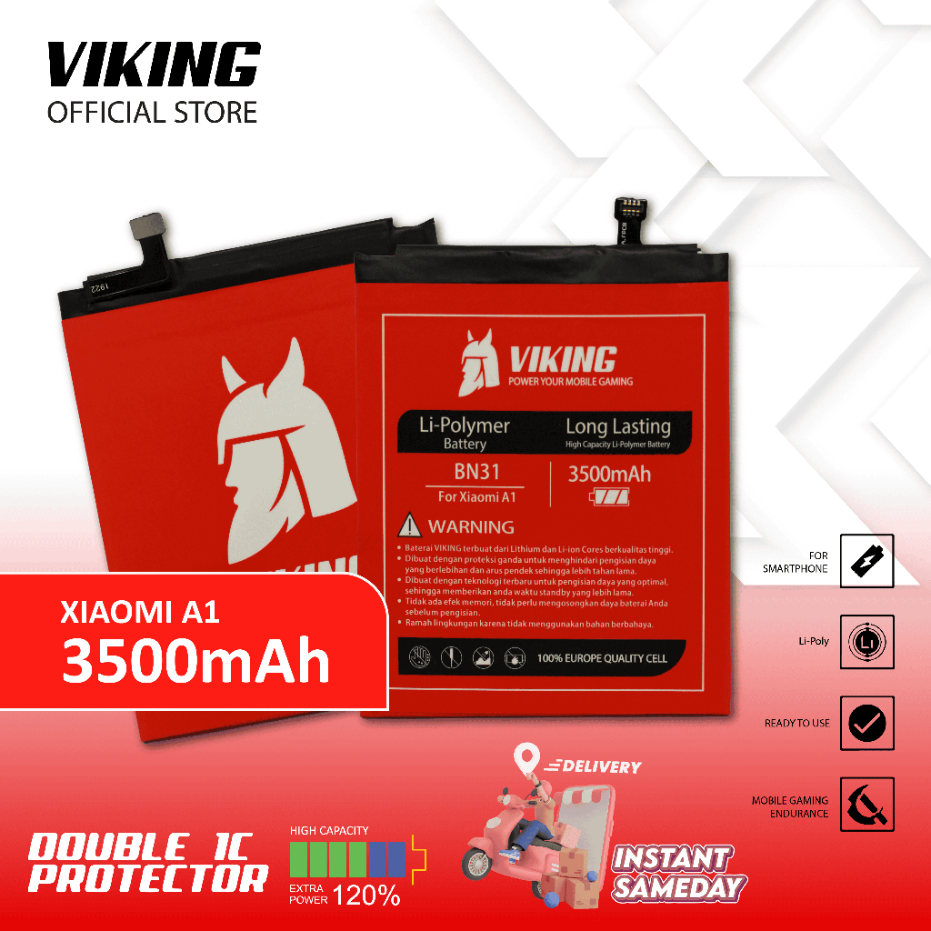 VIKING Baterai Redmi Note 5a - Note 5a Prime BN31 Double Power