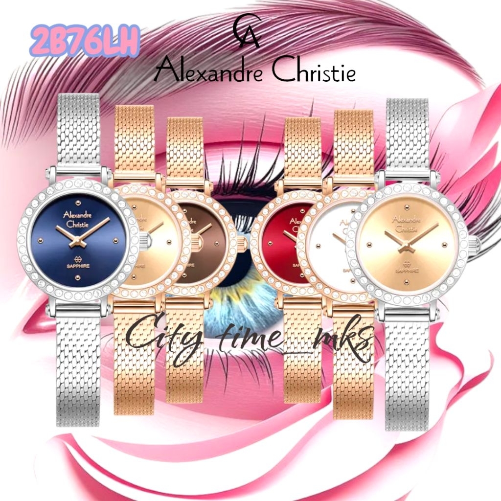 Jam tangan wanita Alexandre Christie 2B76, 2B76LH, sappihire series, all stainless steel, ORIGINAL, 
