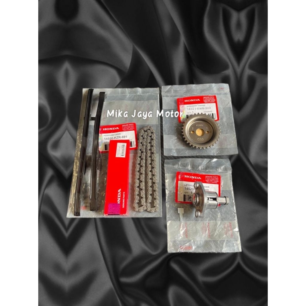 Paket 4 Aitem Rantai keteng+Tonjokan+Gigi Sentrik+Karet Tensioner Vario 125 fi old,Vario 125 esp LED