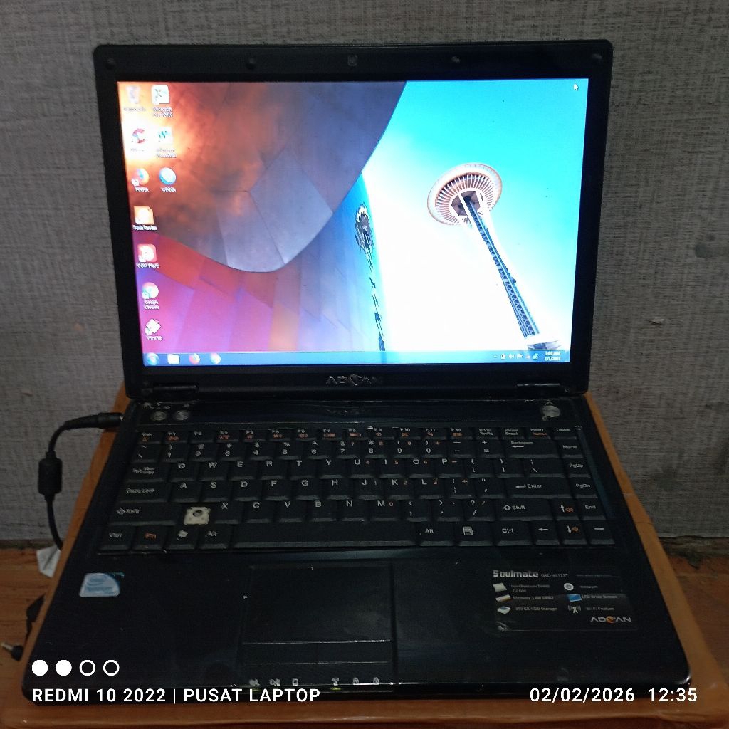 Laptop ADVAN G4D-44125T Core duo Ram2gb DDR3 Hrd320 Lcd14in Mesin normal tested unit minus Kibort ad