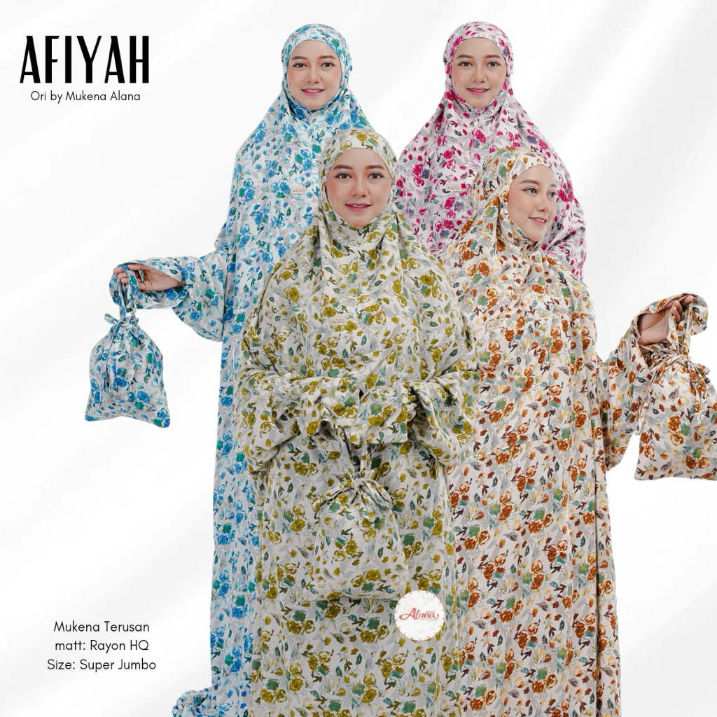 Mukena Terusan Hadromaut Afiyah super Jumbo Adem Rayon Premium by Mukena Alana