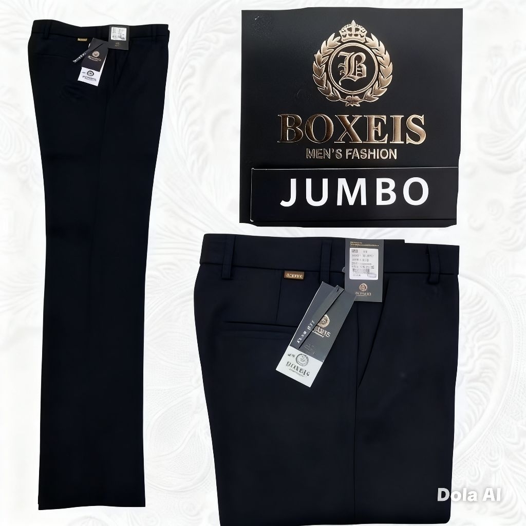 Celana Panjang Pria Boxeis Hitam Jumbo Reguler Rempel Bahan Teflon