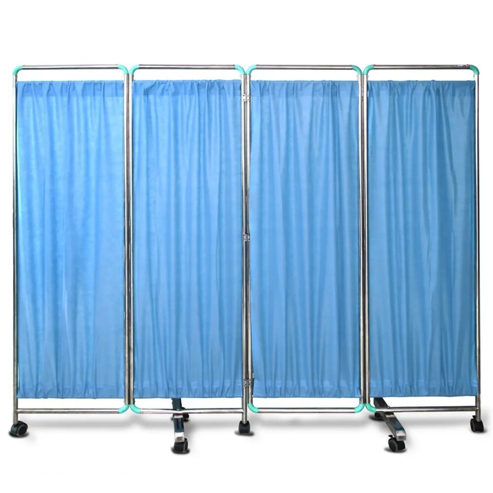 Bed Screen 4 Layar Lokal Sekat Pembatas Ruangan Pasien Kain Biru