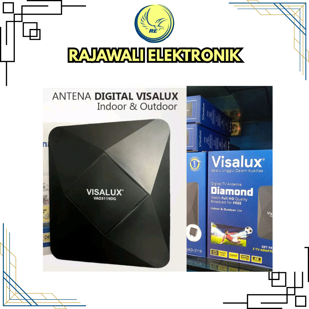 Visalux Diamond Digital TV Antenna Indoor Outdoor - Antena Digital Luar Dalam Ruangan dengan Kabel 1