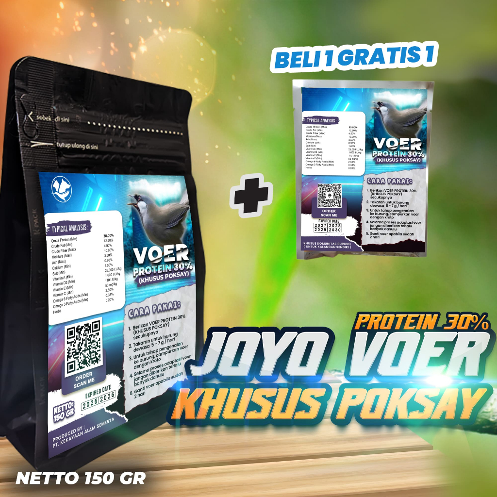 MAKANAN BURUNG POKSAY | VOER BURUNG POKSAY | VOER HARIAN | VOER NUTRISI KOMPLIT | VOER HARIAN KHUSUS