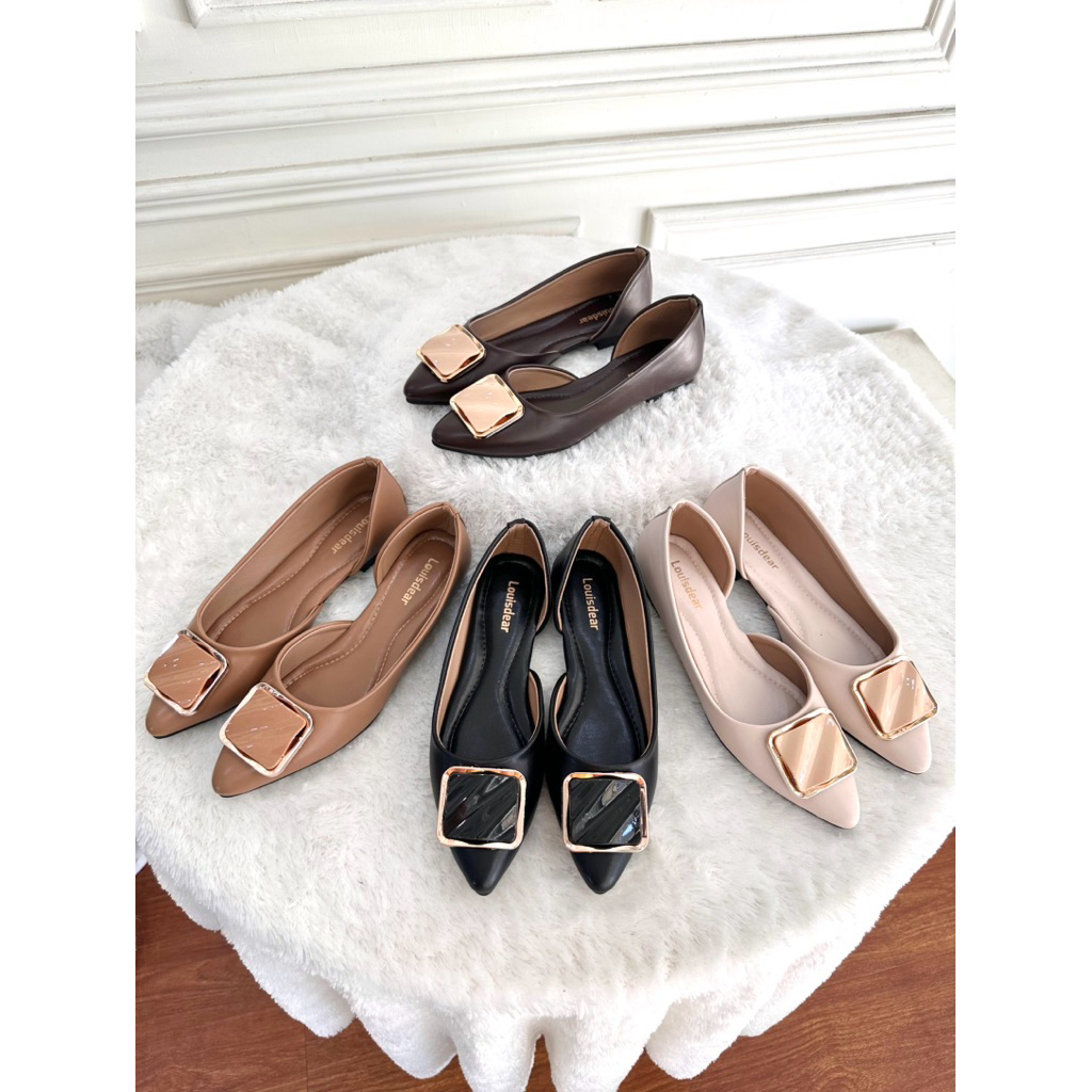 sepatu wanita Louisdear flat shoes wanita 005 bahan kulit Dove