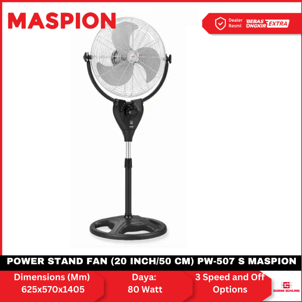 Kipas Angin Berdiri 20 Inch Kipas Angin Power Stand Fan Kipas Daya Berdiri PW-507 S MASPION