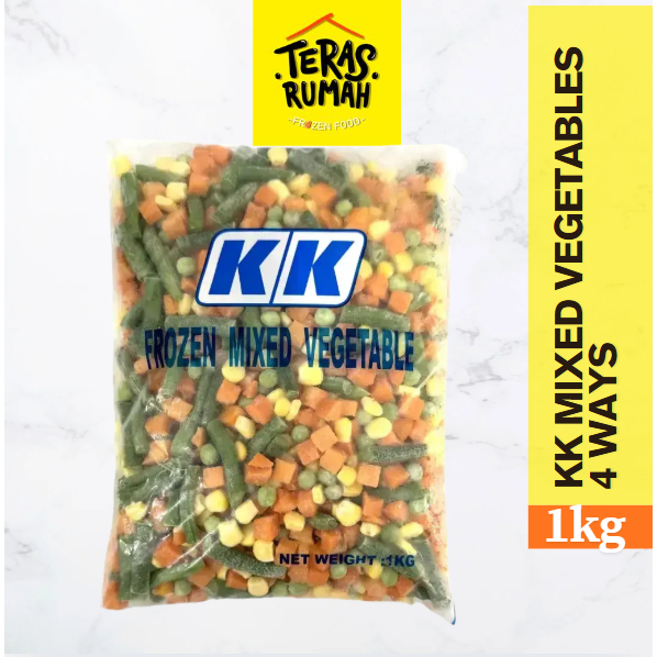 KK MIXED VEGETABLES 4 WAYS 1KG/ SAYURAN MIX 4 MACAM WORTEL, KACANG POLONG, BUNCIS DAN JAGUNG 1KG
