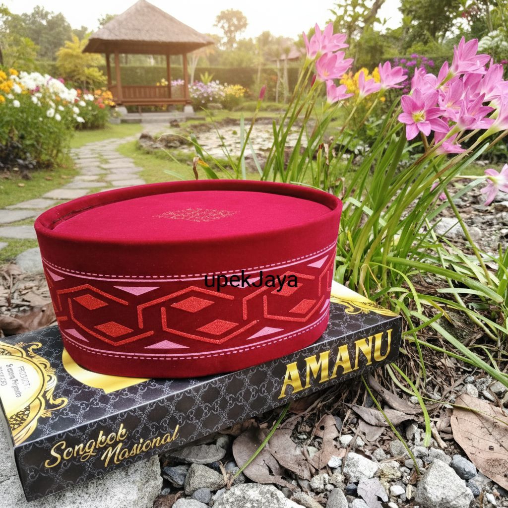 songkok merah maroon polos batik 3D anak dewasa