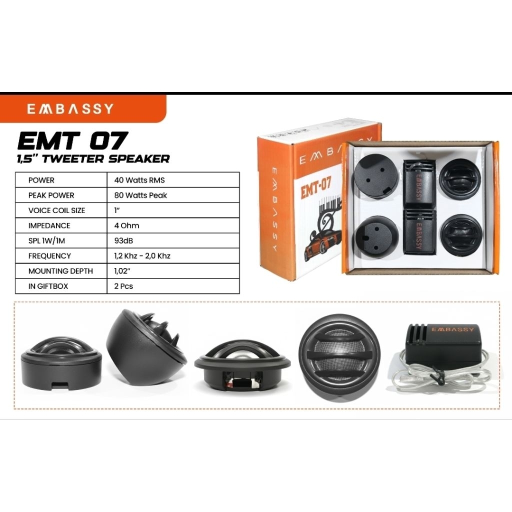 Tweeter Embassy EMR-07 Tweeter mobil Premium Tweeter Dome Embassy