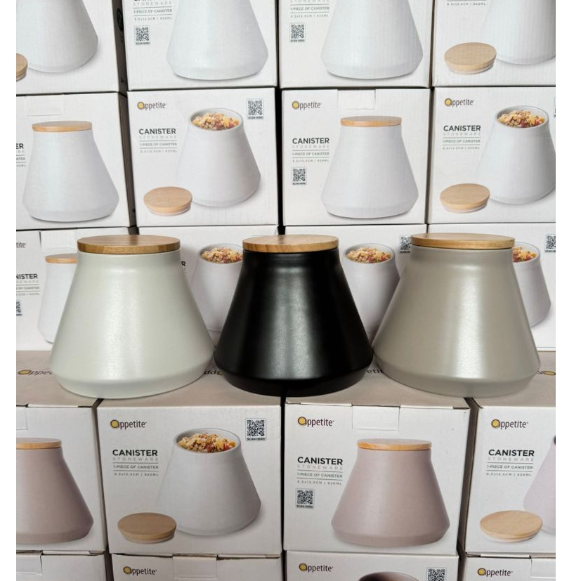 INFORMA TOPLES STONEWARE IRISH POT W/LID CANISTER 920ml -Toples keramik tebal/Tutup kedap udara