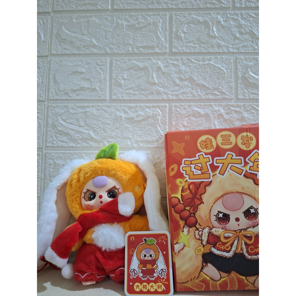 MATA MARAH ‼️ Baby Three Chinese New Year Bunny Jeruk CNY Imlek Blind Box Plush Boneka Gantungan Kun
