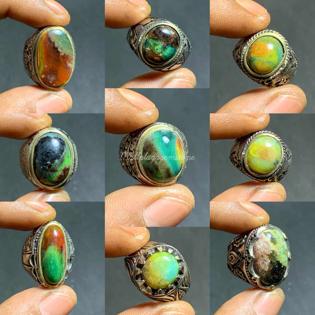 batu akik cikolak garut asli natural ( ring alpaka ) / cincin batu cikolak garut / batu hijau garut 