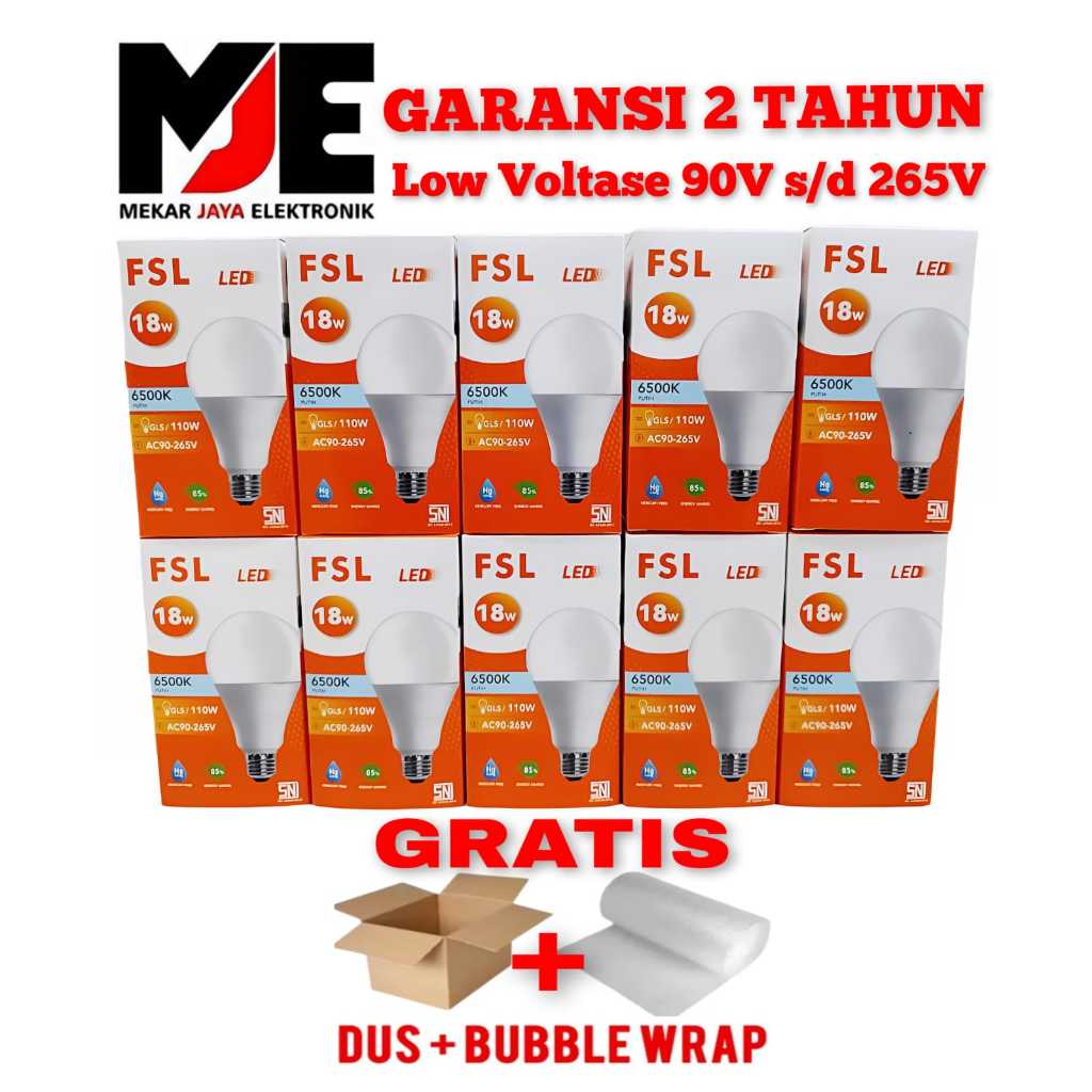 PAKET 10 BUAH LAMPU LED / BOHLAM LED FSL CAHAYA PUTIH GARANSI 2 TAHUN