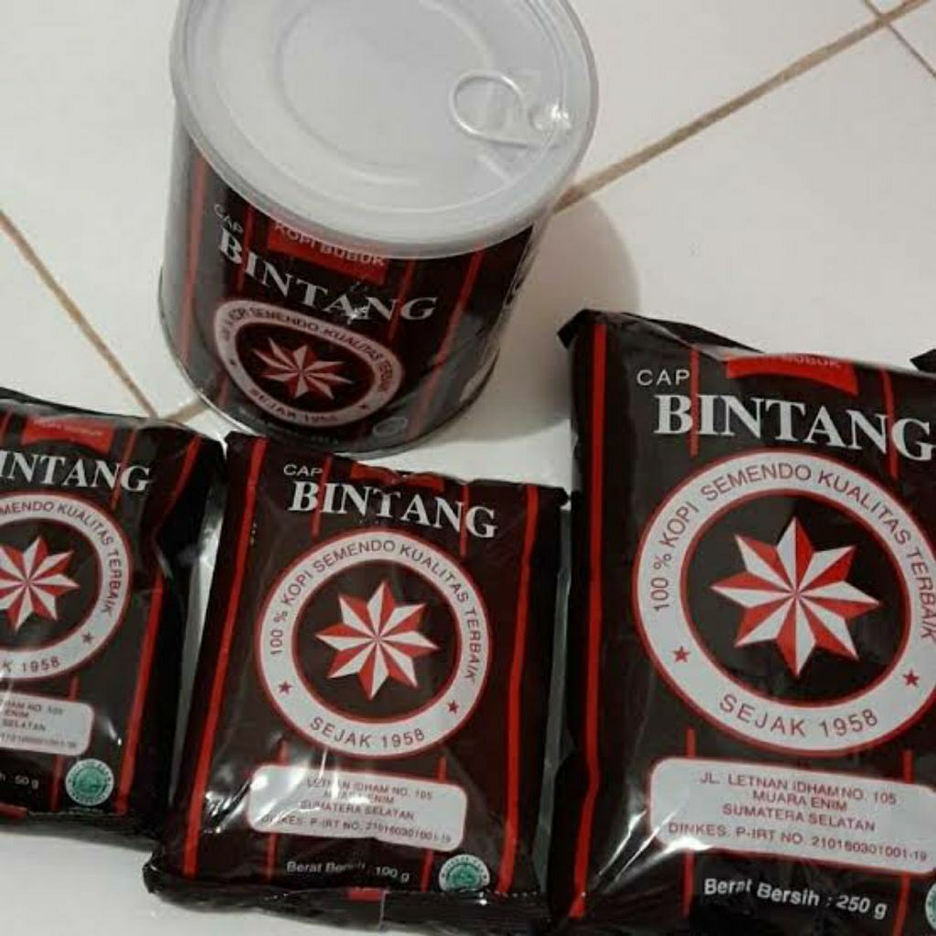 Kopi Bubuk Cap Bintang Asli Semendo Kemasan 250 Gram Di Jamin 100% Halal Untuk Takaran 35 Gelas