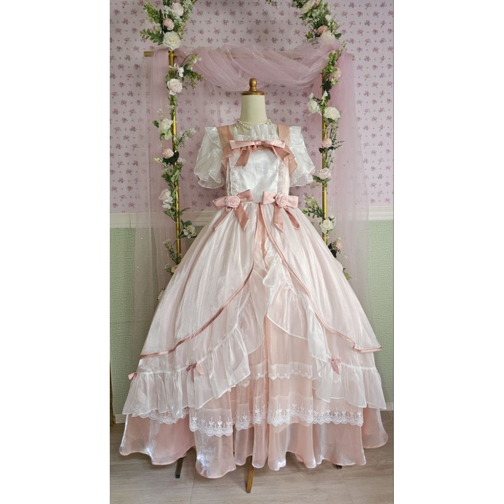 Pink White Lolita Hime Kawaii Coquette Dress