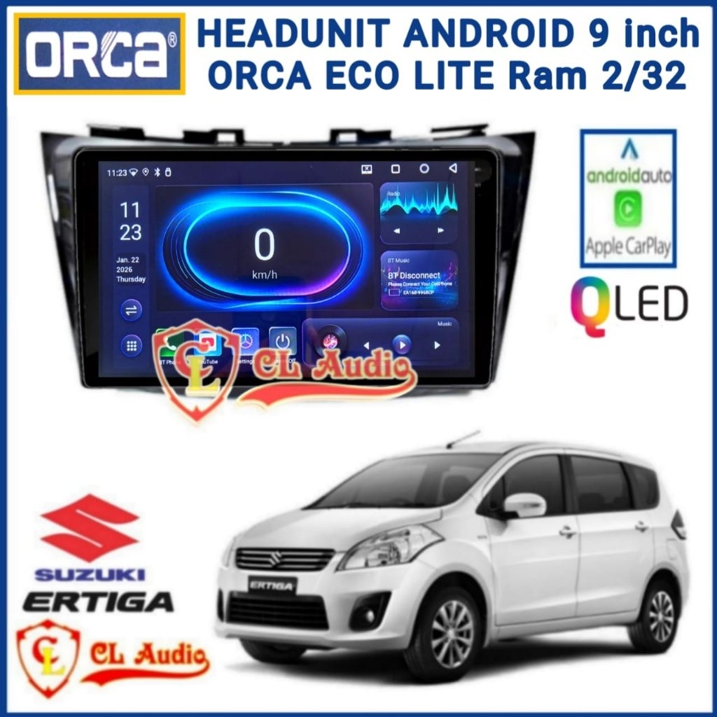 Head Unit Android Orca Eco Lite 9 Inch  Suzuki Ertiga/Swift Ram 2/32 GB Layar Qled