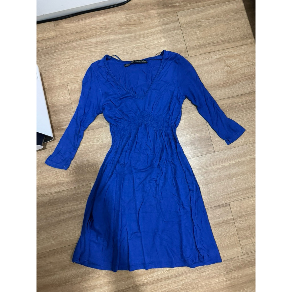 dress wanita zara biru preloved