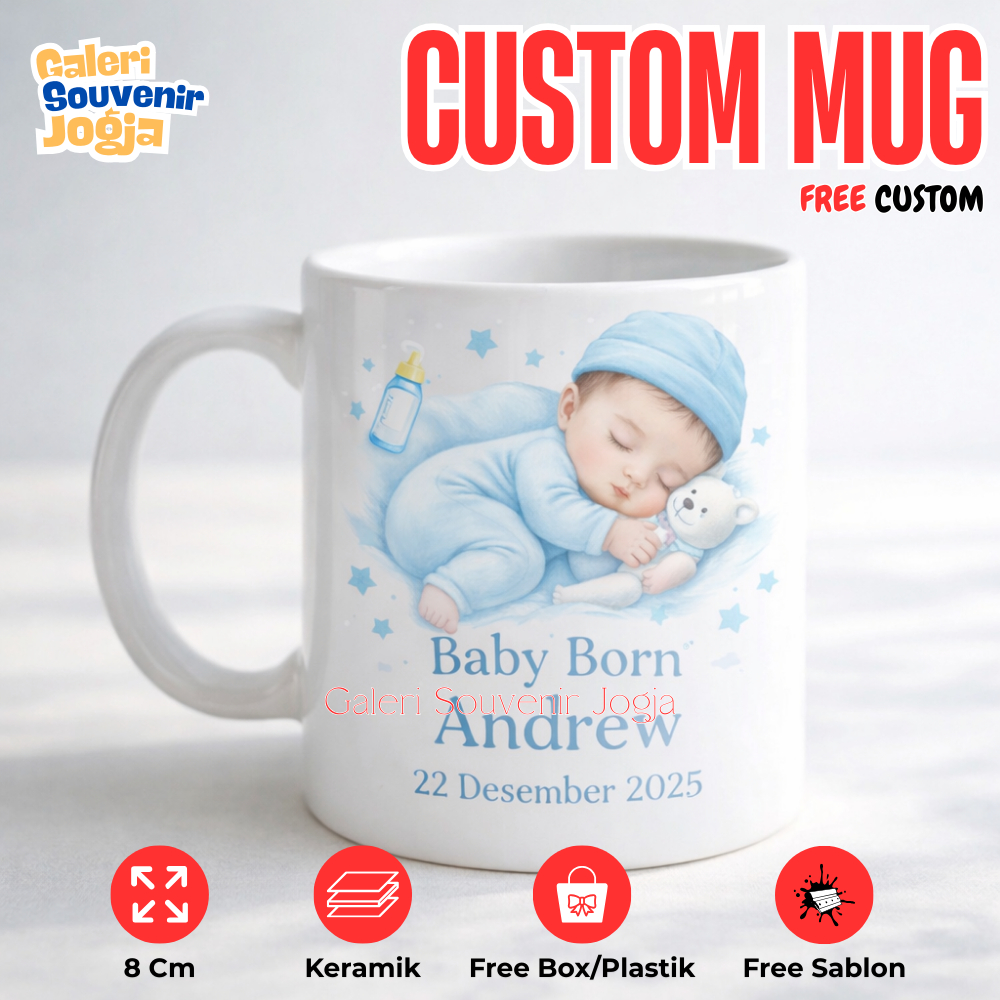 CUSTOM MUG BAYI | Mug Jogja | Hampers Bayi | Hadiah Lahiran | Hampers Bayi Lucu | New Born Gift
