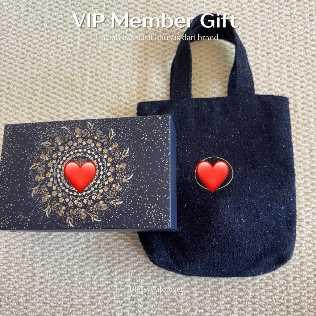 Limited Edition VIP Member Gift Tas Tote Mini Hand Bag Tweed Navy + Lengkap Box
