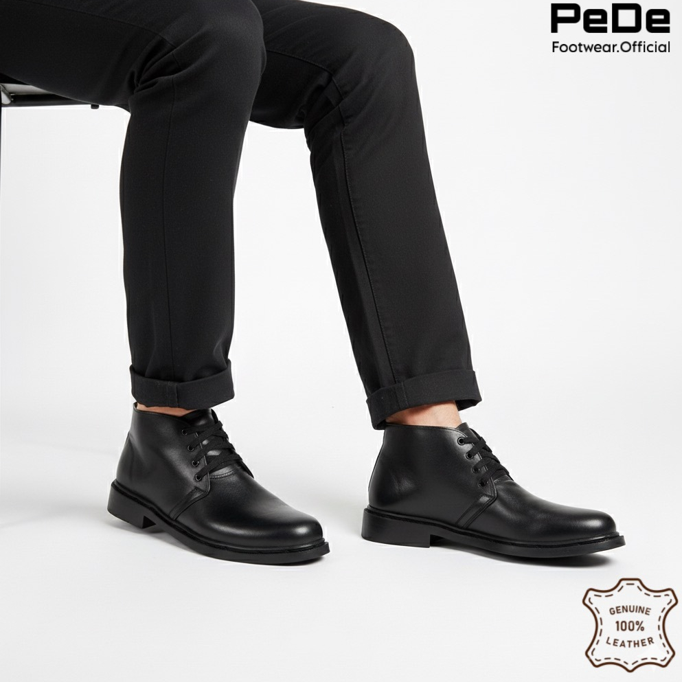 Sepatu PDH Kulit Asli Doff | Sepatu PDH Pria Sekolah Security Paskibra TNI | Free Tas & Kaos Kaki