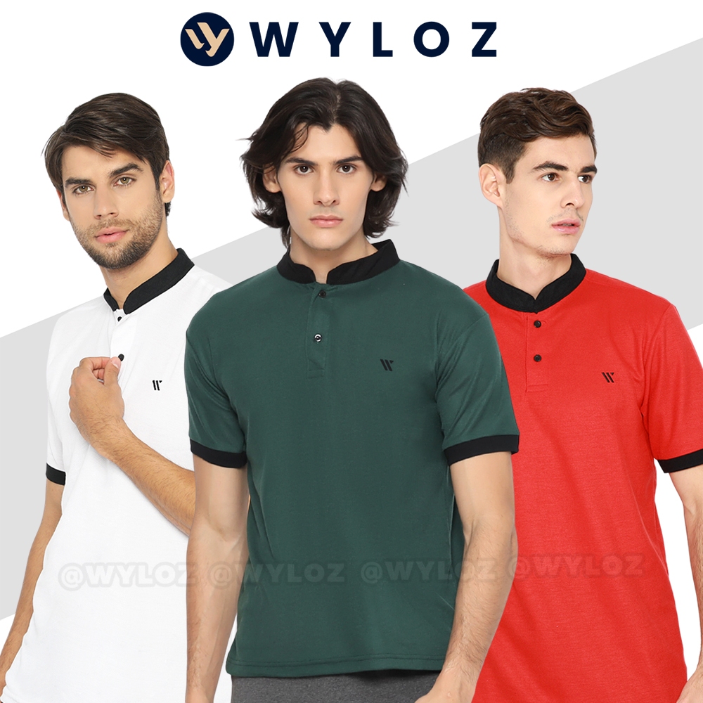 WYLOZ Baju Kaos Kerah Sanghai Polo Shirt Krah Shanghai Distro Koko Pique Pria Cowok Six Original