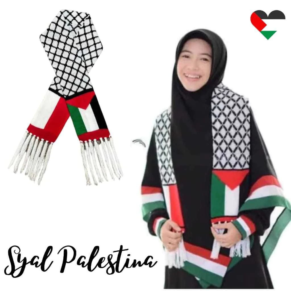 Syal Rajut Motif SAVE PALESTINE 2026 - Lembut Berkualitas Premium COD