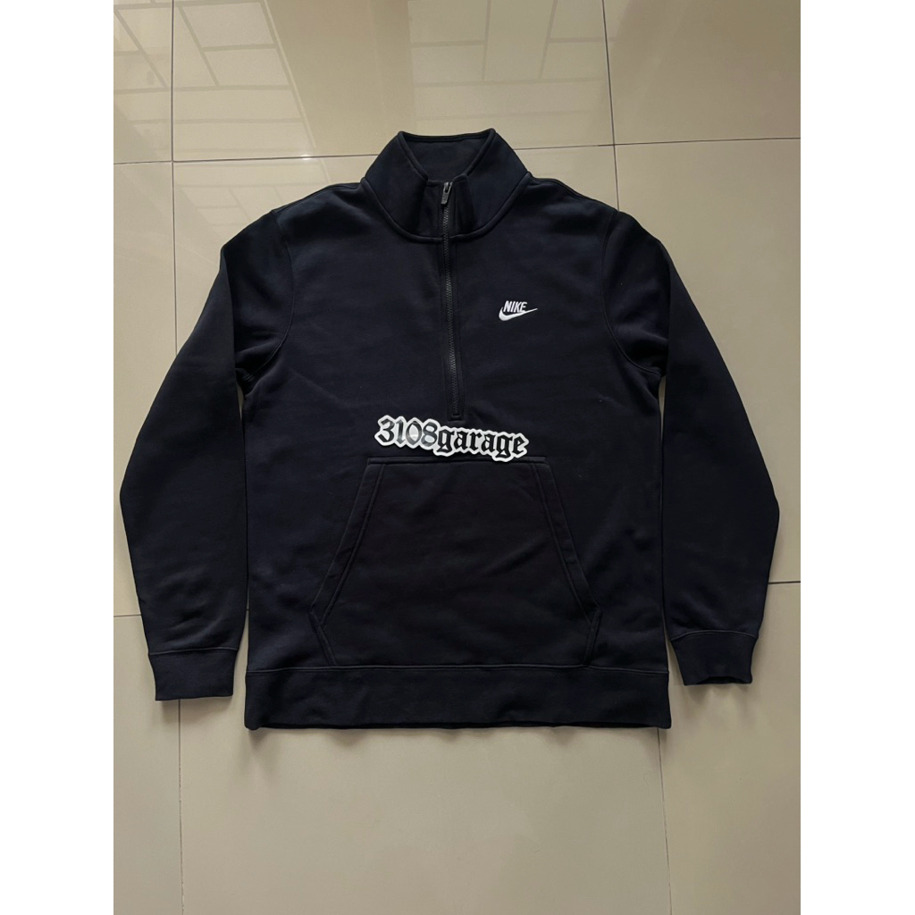 Sweatshirt Nike tech fleece half zip quarter pullover black hitam sz L jacket sweater mens