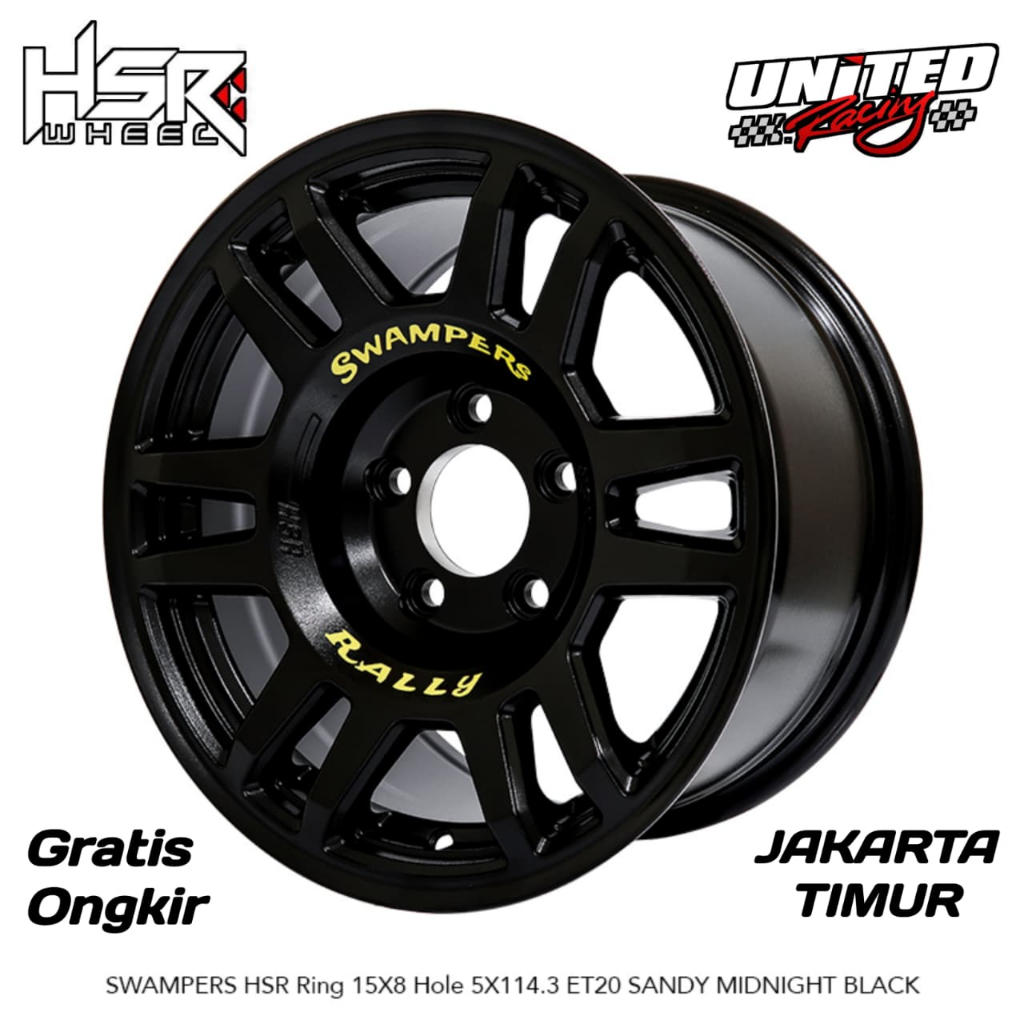 Velg Mobil Rally Offroad R15 HSR Swampers Pcd 5x114,3 Untuk CRV, Innova, Terios Ring 15 ET20