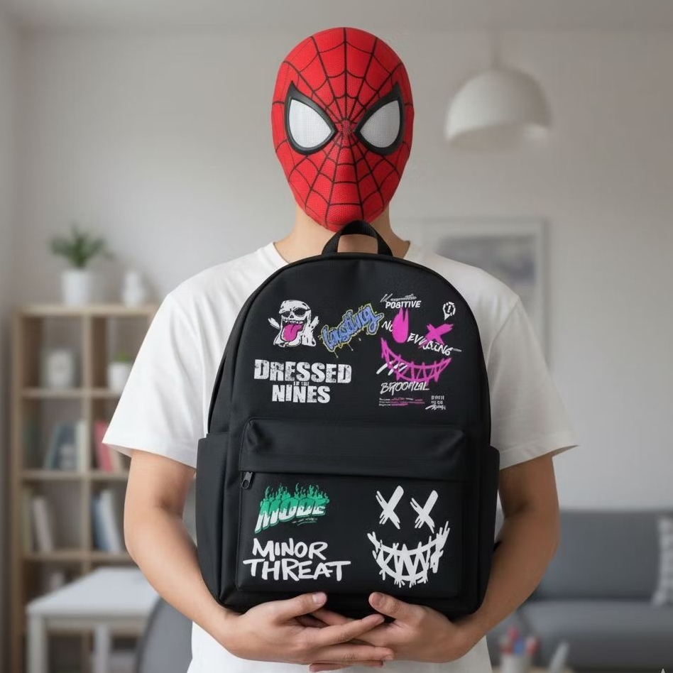 Tas ransel Sekolah pria wanita tas distro metal grafiti