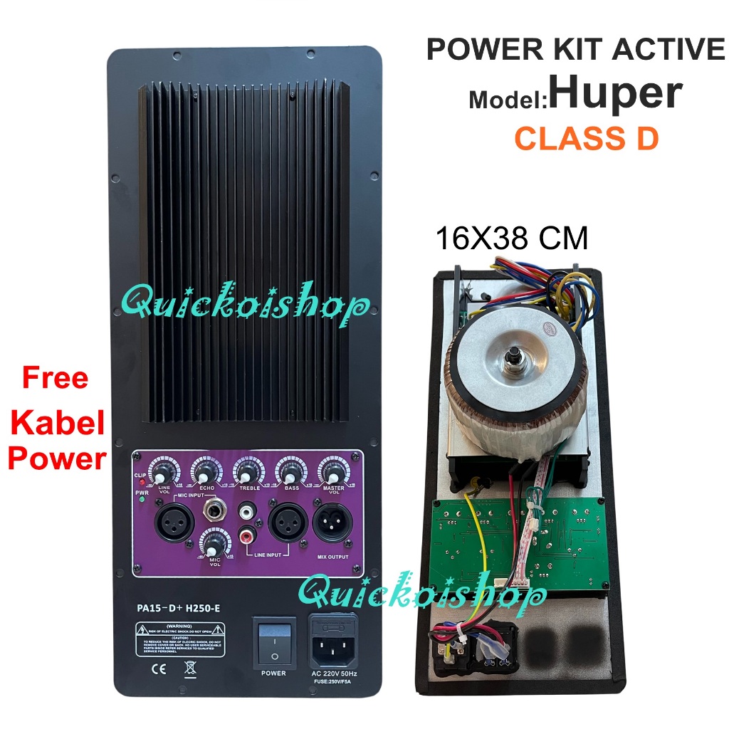 Kit Power / Mesin Speaker Active / Module Aktif Model Huper Series 16X38cm