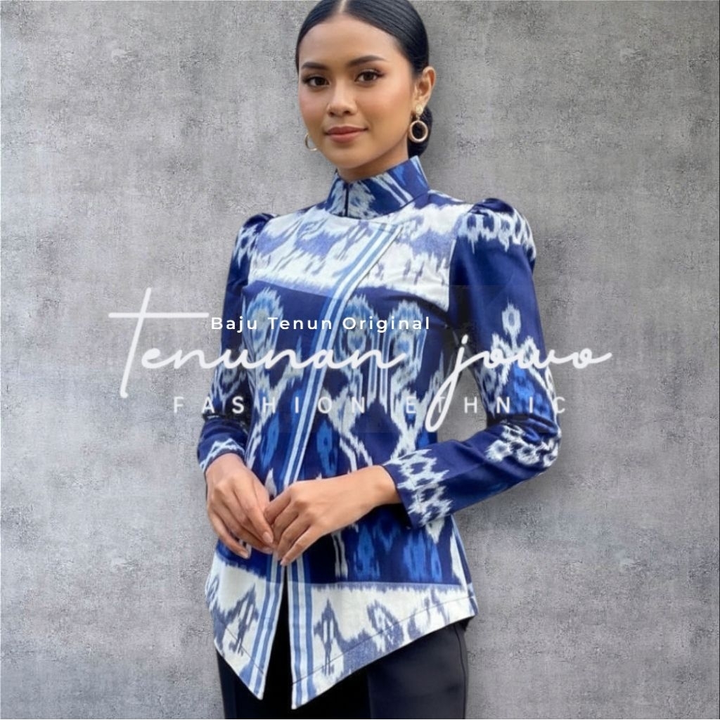 Baju Tenun Wanita Dewasa Kebaya Janggan Modern Motif Etnik Sumba NTT Style Kerja Kantor Couple Cowok