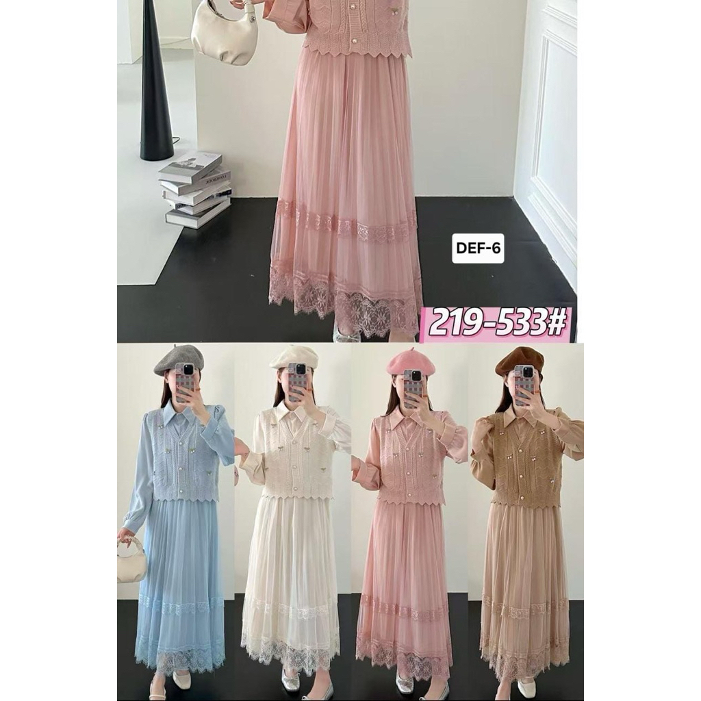 Dress Set Rompi Import Terbaru - Midi Dress Premium