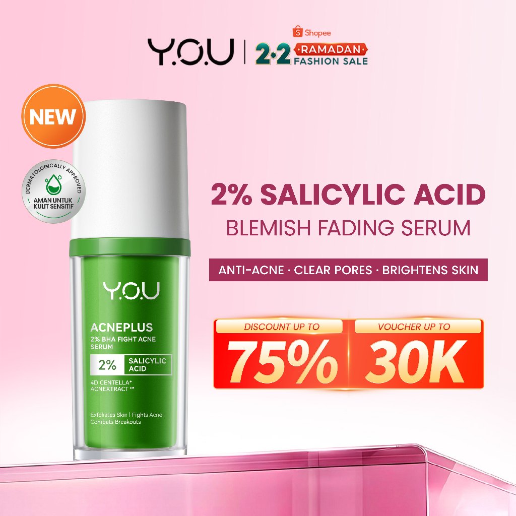 YOU AcnePlus 2% BHA Fight Acne Serum Jerawat Kulit Berminyak Berjerawat Salicylic Acid Serum