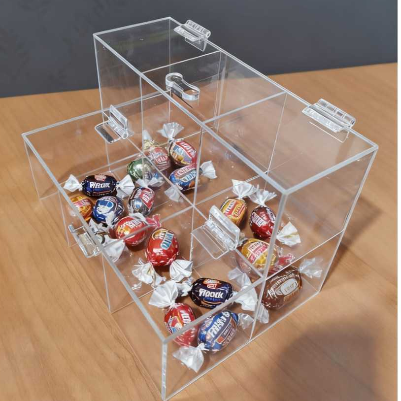 Akrilik Tempat Permen | Rak Akrilik Tempat Jajanan Warung/Snack | Wadah Permen Transparan | Kotak Pe