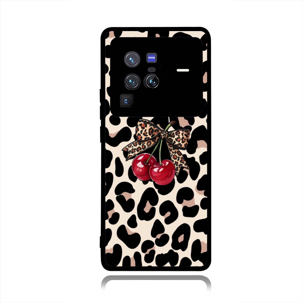 Case Vivo X200,X80, X70,X60,X50, V50, V40,V30,V29,V27 PRO LITE 4G 5G CustomLeopard Cherry