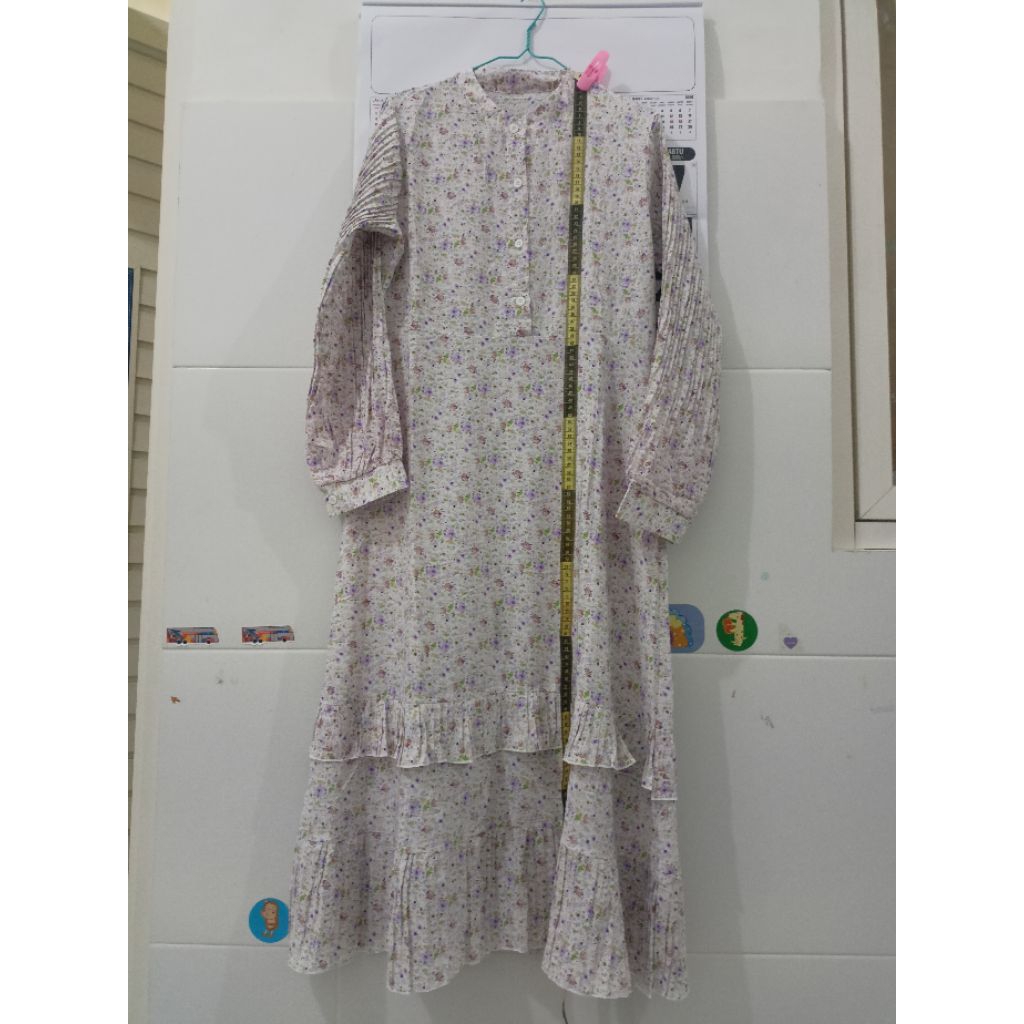 Midi dress Korea bunga ungu
