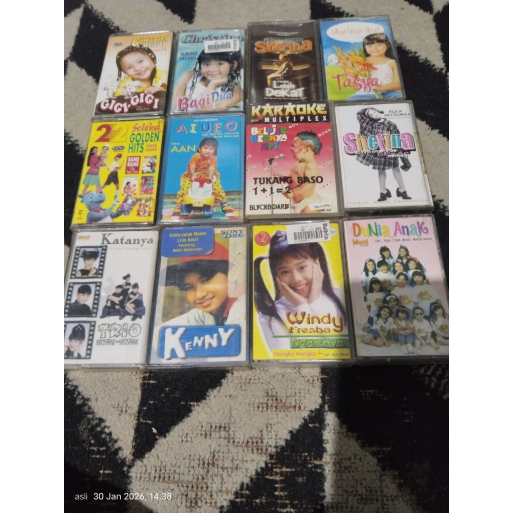 kaset pita lagu anak anak / cikitha meidy, christina, sherina, tasya, trio kwek kwek ( sepaket)
