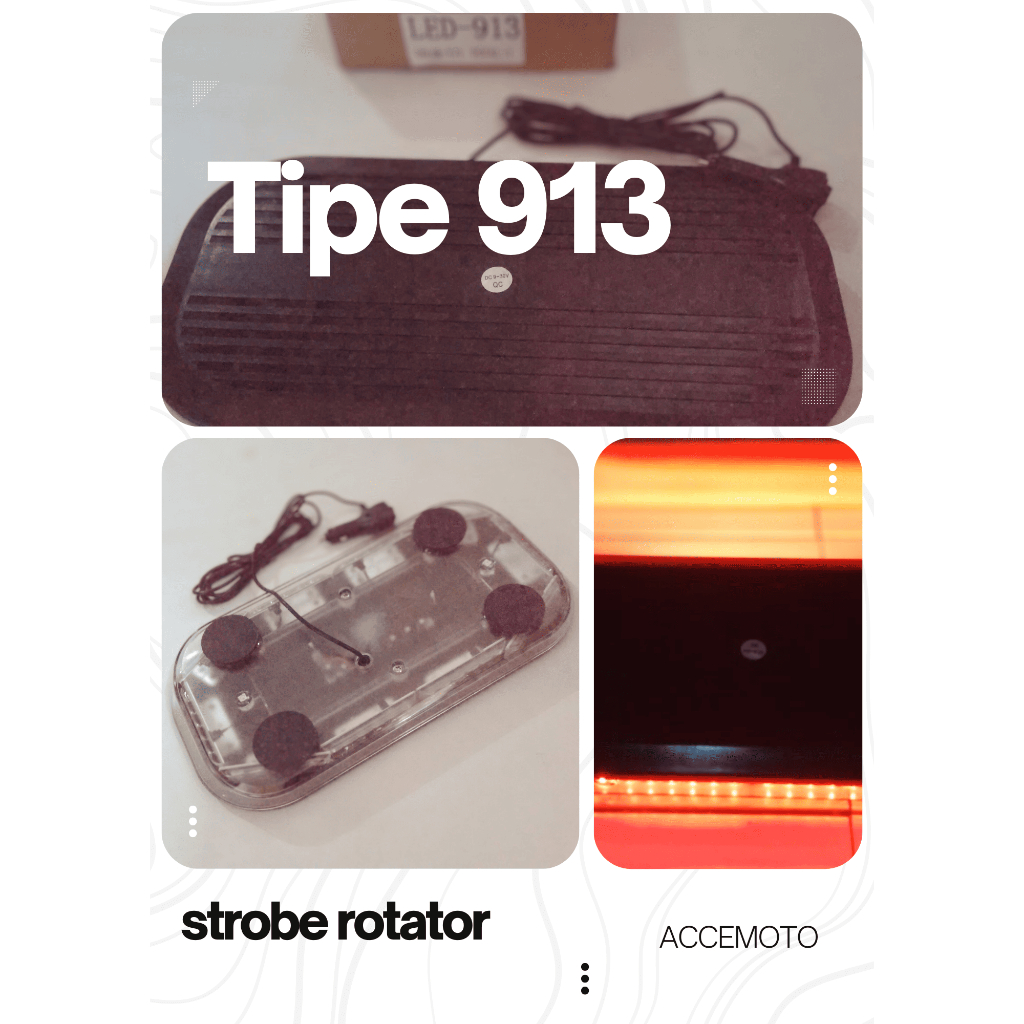 Lampu LED Strobe Rotator Merah Sirine Patwal 913 Rooftop Mobil