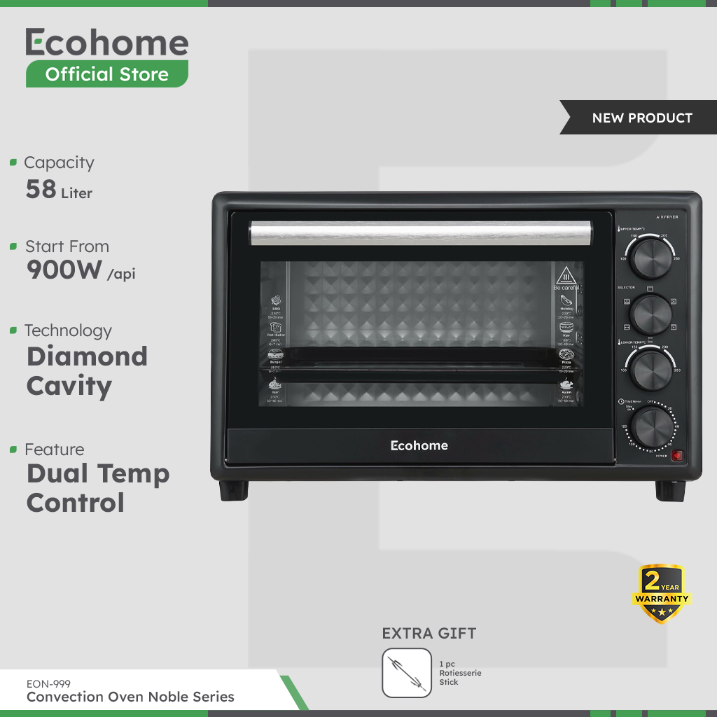 ECOHOME Oven Noble Series EON999 Kapasitas 58L – Oven Listrik Kapasitas Besar & Hemat Energi