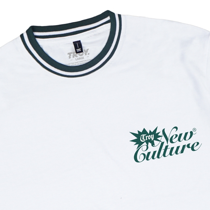 Troy Company Neck Strip Tshirt White New Culture - Kaos Lengan Pendek Kaos Putih KST 3056-2G1W