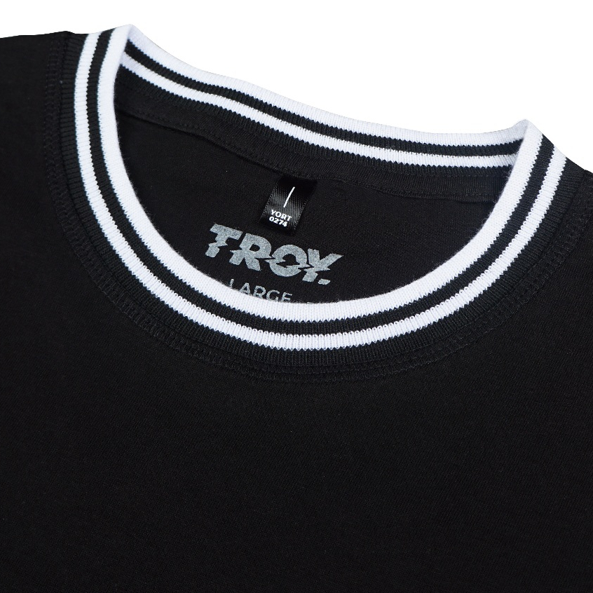 Troy Company Neck Strip Tshirt Black Club x199 - Kaos Lengan Pendek Kaos Hitam KST 3053-2B2W