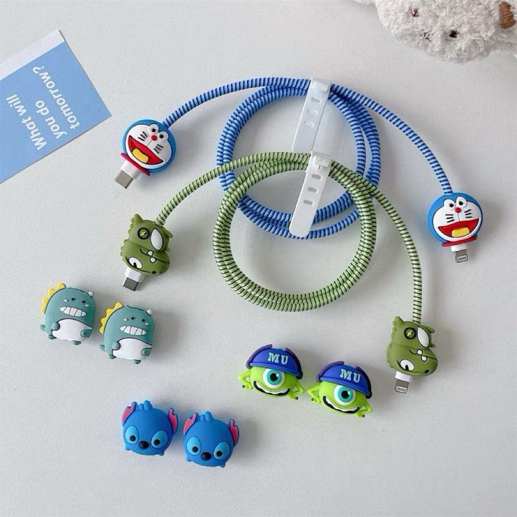1 Set 4 item/ Set Cable Bite Karakter/ Pelindung Kabel Charger HP Iphone Samsung Xiaomi Vivo Oppo Hu