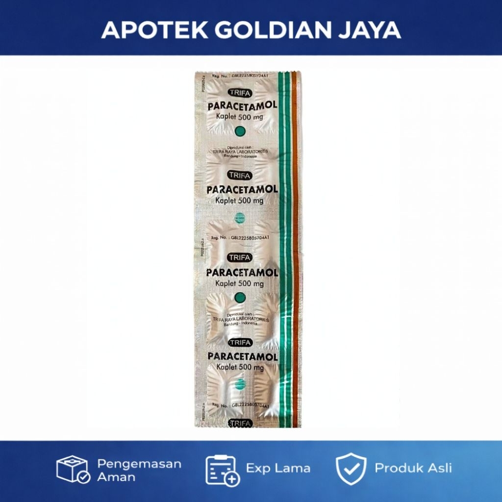 Paracetamol Trifa 500 mg generik strip isi 10 (mengobati pusing & demam)